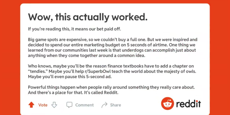 Reddit bought a 5-second Super Bowl ad honoring ‘underdogs’ involved in GameStop trading frenzy